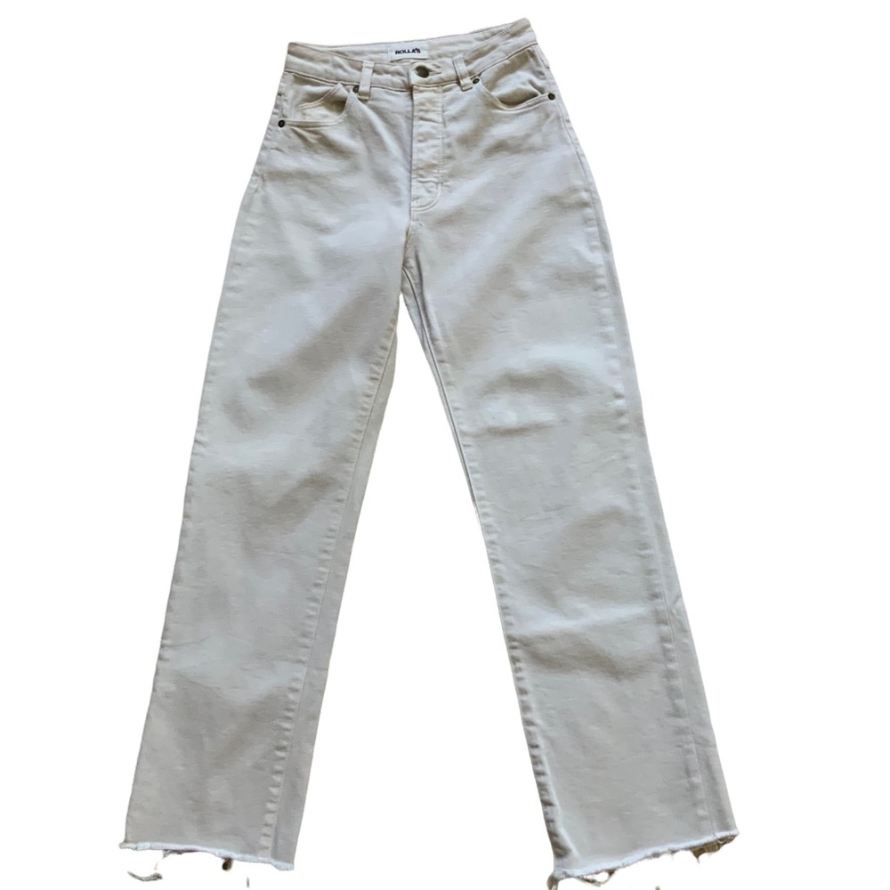 Rolla's Cream High Rise Classic Straight Fit Raw Hem Crop sz 24